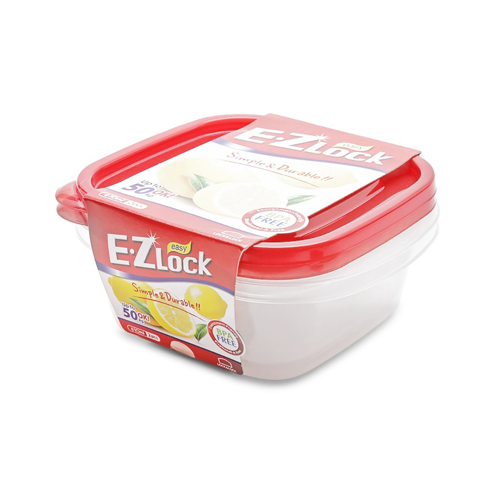 Bộ 2 Hộp Nhựa Ezlock Nắp Đỏ 610ml - LocknLock - HLE8204S, , large image number 1